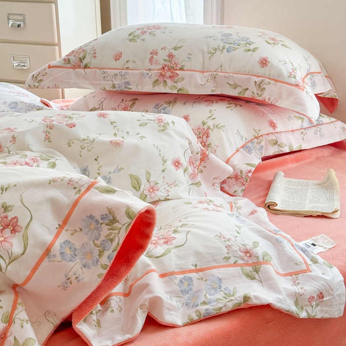 91家纺网 家纺一手货源 找家纺 7V 2025新款纯棉加绒四件套 蜜朵