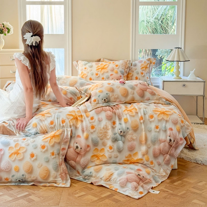 91家纺网 家纺一手货源 找家纺 7V 2025新款纯棉加绒四件套 眠眠笔记