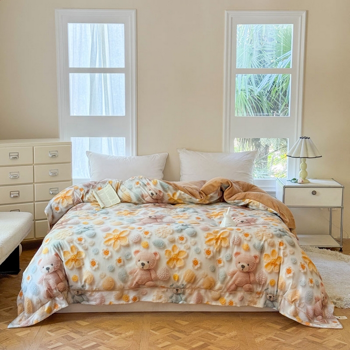 91家纺网 家纺一手货源 找家纺 7V 2025新款纯棉加绒四件套 眠眠笔记