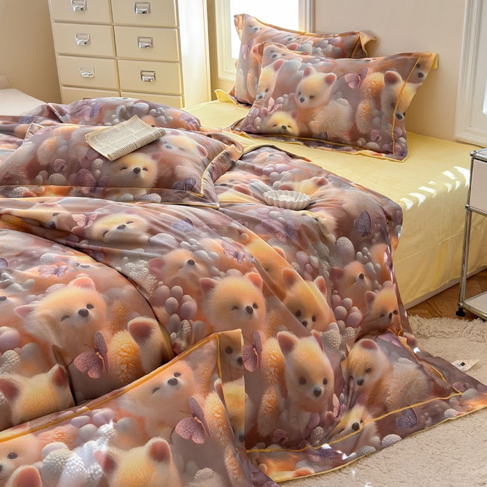 91家纺网 家纺一手货源 找家纺 7V 2025新款纯棉加绒四件套 绒绒仙踪