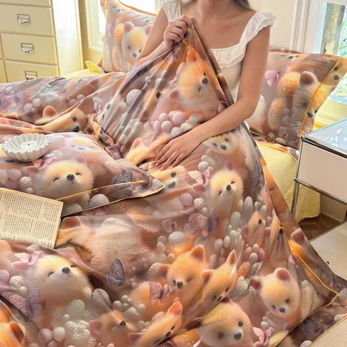 91家纺网 家纺一手货源 找家纺 7V 2025新款纯棉加绒四件套 绒绒仙踪