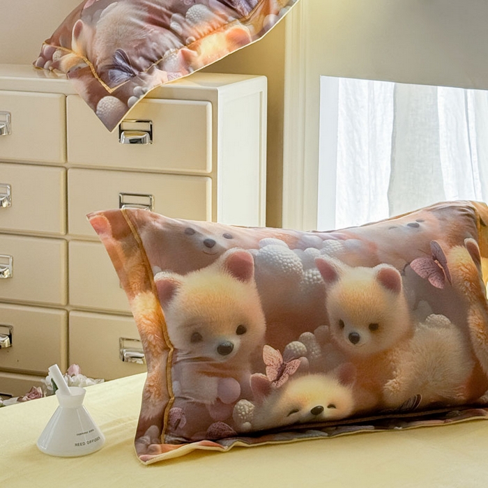 91家纺网 家纺一手货源 找家纺 7V 2025新款纯棉加绒四件套 绒绒仙踪