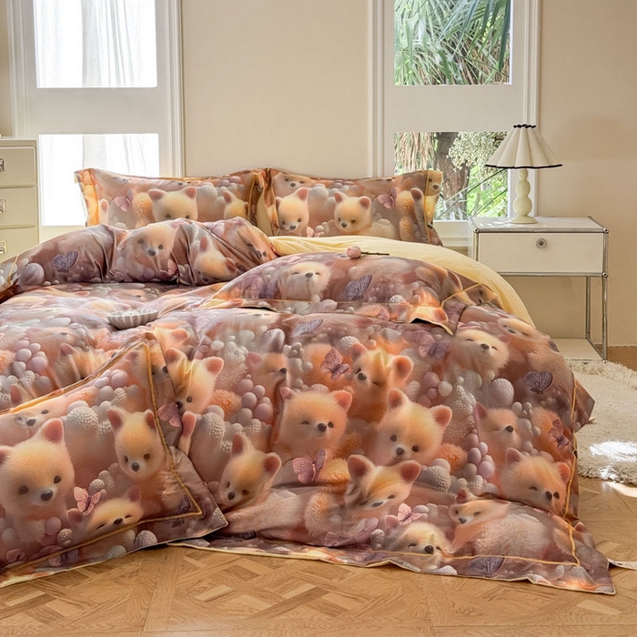 91家纺网 家纺一手货源 找家纺 7V 2025新款纯棉加绒四件套 绒绒仙踪