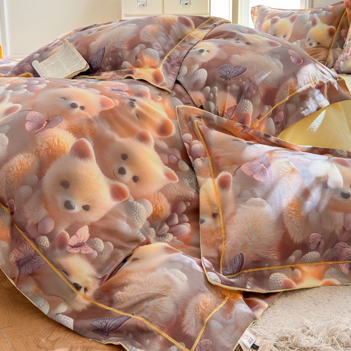 91家纺网 家纺一手货源 找家纺 7V 2025新款纯棉加绒四件套 绒绒仙踪