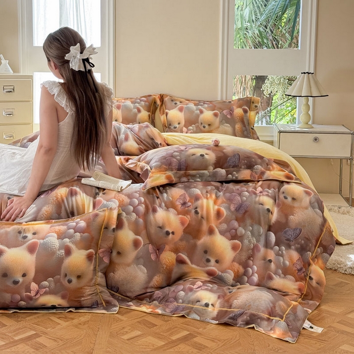 91家纺网 家纺一手货源 找家纺 7V 2025新款纯棉加绒四件套 绒绒仙踪