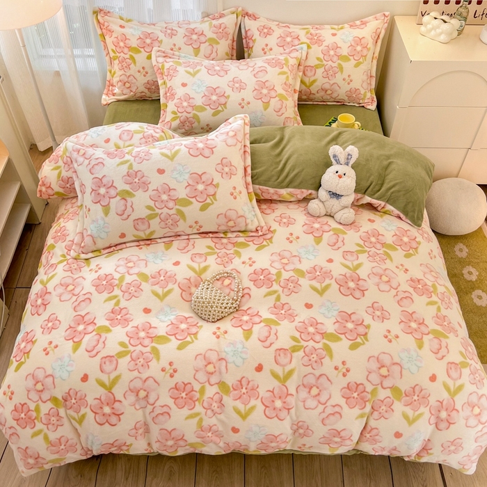 91家纺网 家纺一手货源 找家纺 川悦生活 2025新款高克重牛奶绒四件套-系列二 暖安花