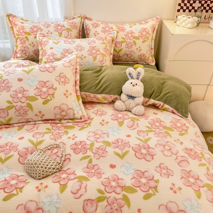 91家纺网 家纺一手货源 找家纺 川悦生活 2025新款高克重牛奶绒四件套-系列二 暖安花