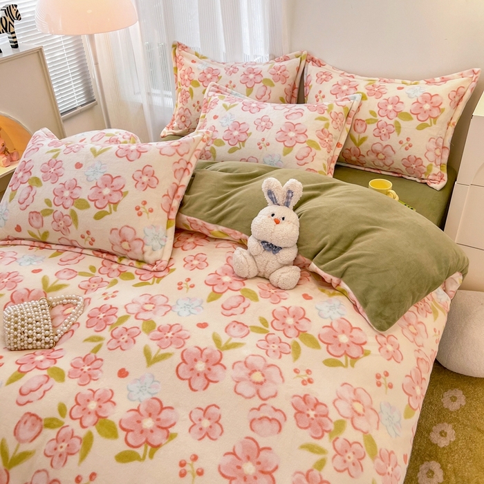 91家纺网 家纺一手货源 找家纺 川悦生活 2025新款高克重牛奶绒四件套-系列二 暖安花