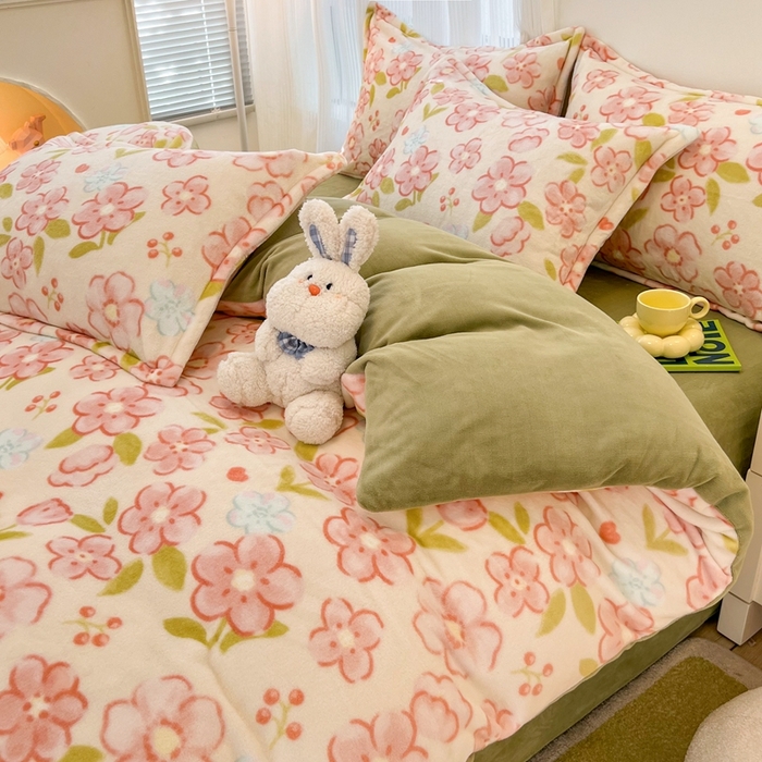 91家纺网 家纺一手货源 找家纺 川悦生活 2025新款高克重牛奶绒四件套-系列二 暖安花