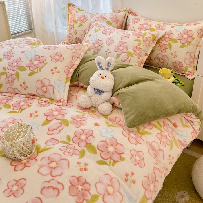 91家纺网 家纺一手货源 找家纺 川悦生活 2025新款高克重牛奶绒四件套-系列二 暖安花