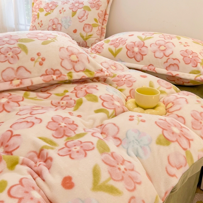 91家纺网 家纺一手货源 找家纺 川悦生活 2025新款高克重牛奶绒四件套-系列二 暖安花