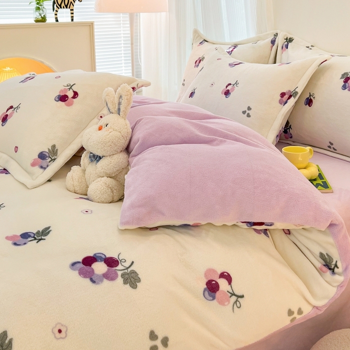 川悦生活 2025新款高克重牛奶绒四件套-系列二 葡萄庄园