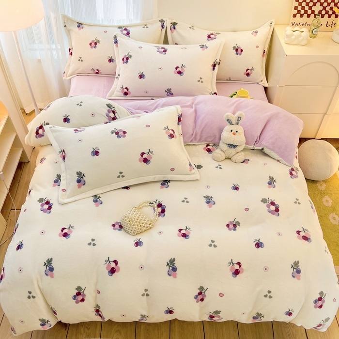 91家纺网 家纺一手货源 找家纺 川悦生活 2025新款高克重牛奶绒四件套-系列二 葡萄庄园