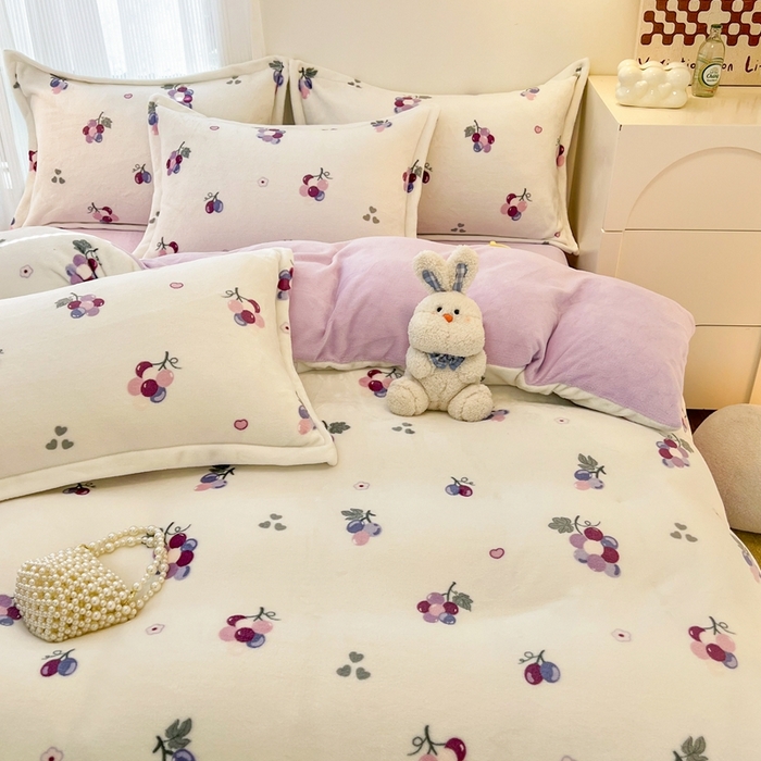 91家纺网 家纺一手货源 找家纺 川悦生活 2025新款高克重牛奶绒四件套-系列二 葡萄庄园