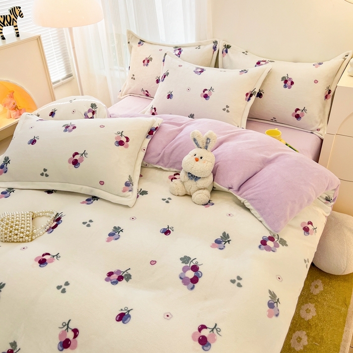 91家纺网 家纺一手货源 找家纺 川悦生活 2025新款高克重牛奶绒四件套-系列二 葡萄庄园