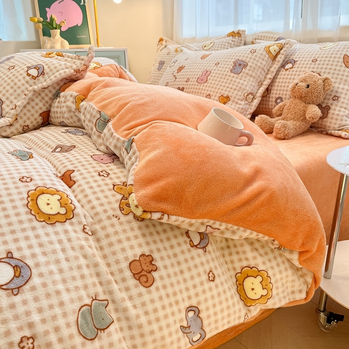 川悦生活 2025新款高克重牛奶绒四件套-系列二 趣味小屋