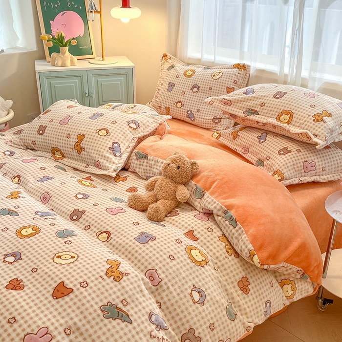 91家纺网 家纺一手货源 找家纺 川悦生活 2025新款高克重牛奶绒四件套-系列二 趣味小屋