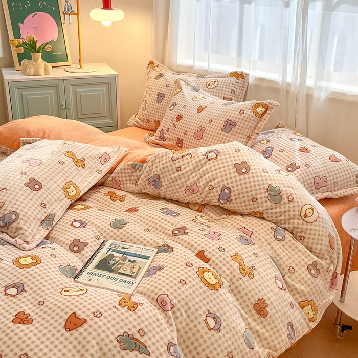 91家纺网 家纺一手货源 找家纺 川悦生活 2025新款高克重牛奶绒四件套-系列二 趣味小屋