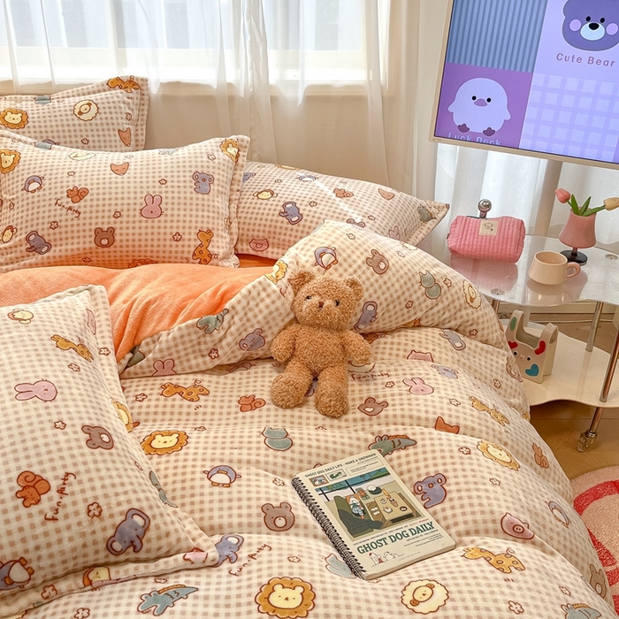 91家纺网 家纺一手货源 找家纺 川悦生活 2025新款高克重牛奶绒四件套-系列二 趣味小屋