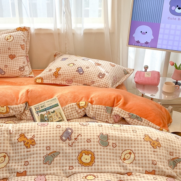 91家纺网 家纺一手货源 找家纺 川悦生活 2025新款高克重牛奶绒四件套-系列二 趣味小屋