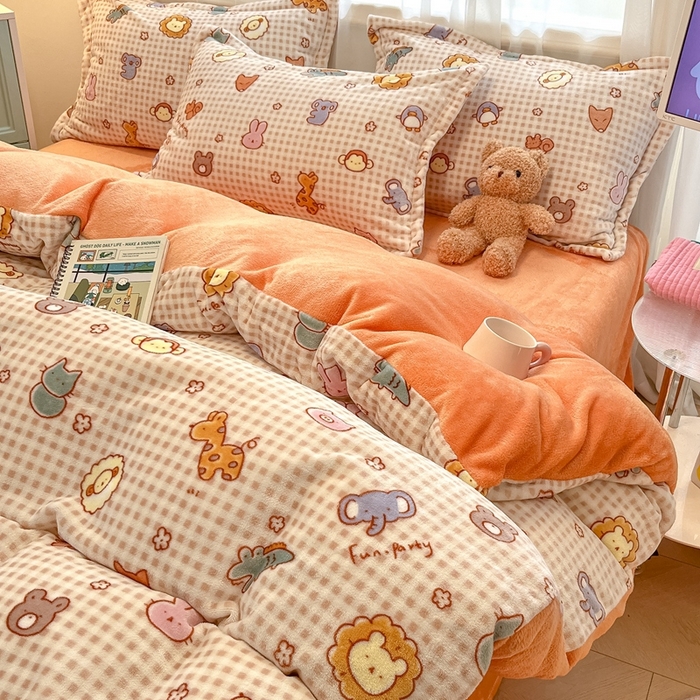 91家纺网 家纺一手货源 找家纺 川悦生活 2025新款高克重牛奶绒四件套-系列二 趣味小屋