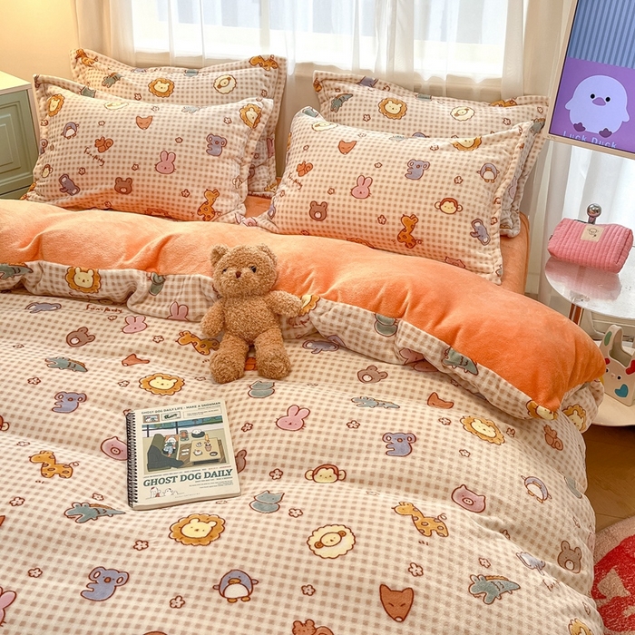 91家纺网 家纺一手货源 找家纺 川悦生活 2025新款高克重牛奶绒四件套-系列二 趣味小屋