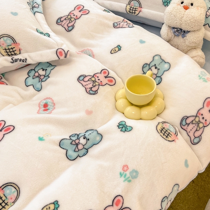 91家纺网 家纺一手货源 找家纺 川悦生活 2025新款高克重牛奶绒四件套-系列二 少女日志-蓝