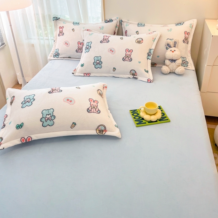 91家纺网 家纺一手货源 找家纺 川悦生活 2025新款高克重牛奶绒四件套-系列二 少女日志-蓝