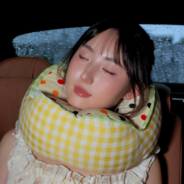 91家纺网 家纺一手货源 找家纺 （总）仟亿莱 2025新款泡泡纱驼峰波点格子U型枕