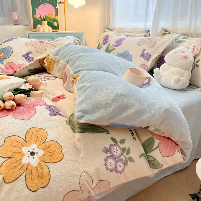 川悦生活 2025新款高克重牛奶绒四件套-系列二 香暮-蓝