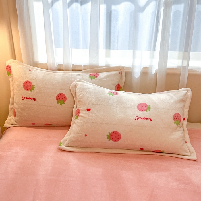 91家纺网 家纺一手货源 找家纺 川悦生活 2025新款高克重牛奶绒四件套-系列二 香甜草莓