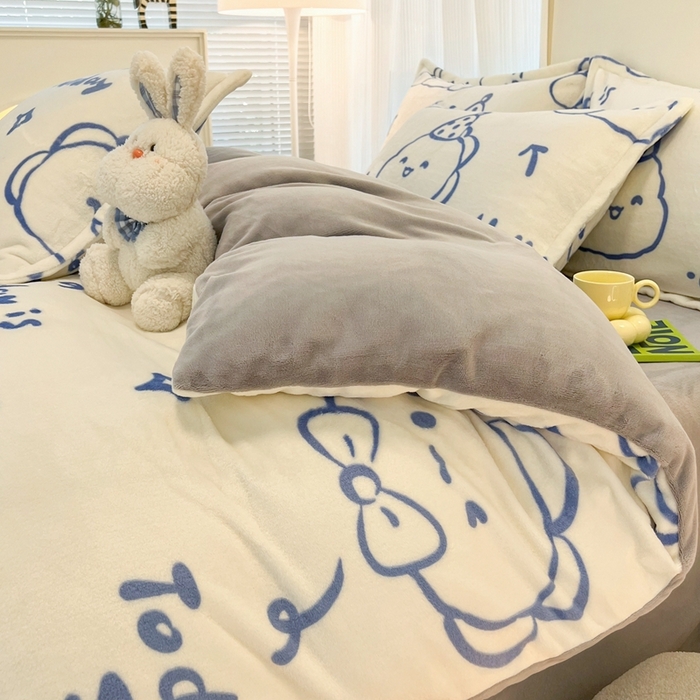 川悦生活 2025新款高克重牛奶绒四件套-系列二 小龙日志