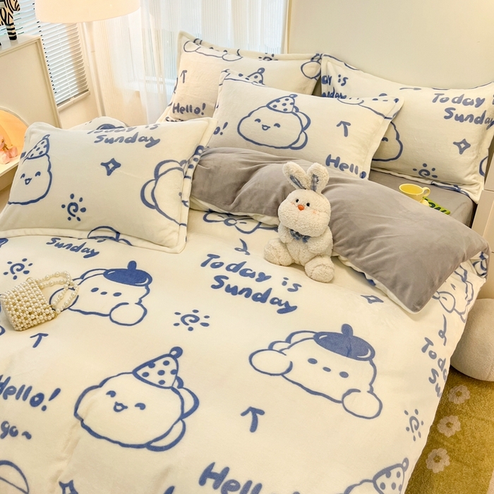 91家纺网 家纺一手货源 找家纺 川悦生活 2025新款高克重牛奶绒四件套-系列二 小龙日志