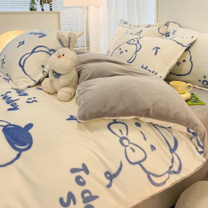 91家纺网 家纺一手货源 找家纺 川悦生活 2025新款高克重牛奶绒四件套-系列二 小龙日志