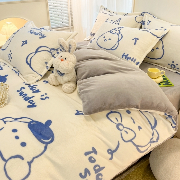 91家纺网 家纺一手货源 找家纺 川悦生活 2025新款高克重牛奶绒四件套-系列二 小龙日志