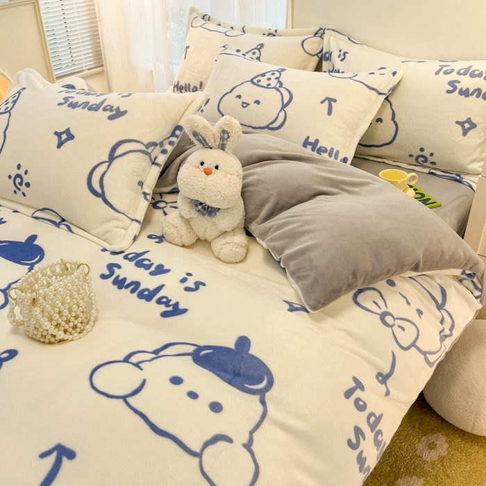 91家纺网 家纺一手货源 找家纺 川悦生活 2025新款高克重牛奶绒四件套-系列二 小龙日志