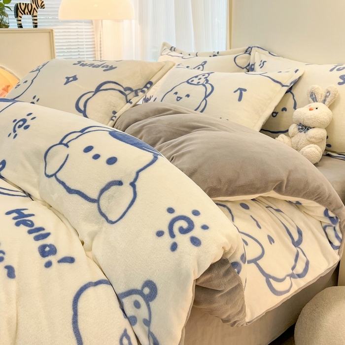 91家纺网 家纺一手货源 找家纺 川悦生活 2025新款高克重牛奶绒四件套-系列二 小龙日志