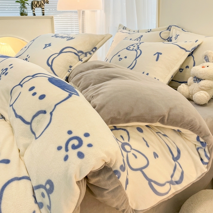 91家纺网 家纺一手货源 找家纺 川悦生活 2025新款高克重牛奶绒四件套-系列二 小龙日志