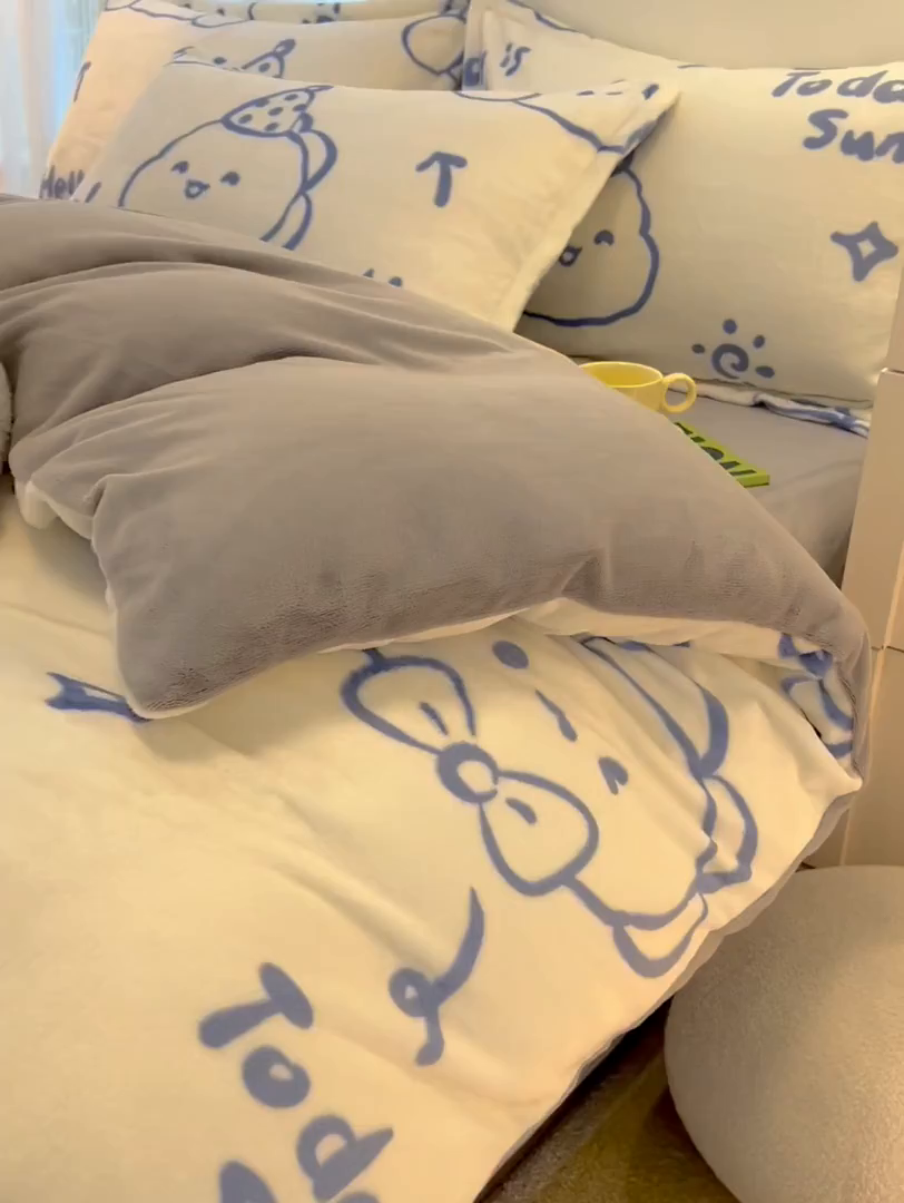 91家纺网 家纺一手货源 找家纺 川悦生活 2025新款高克重牛奶绒四件套-系列二 小龙日志