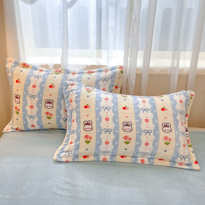 91家纺网 家纺一手货源 找家纺 川悦生活 2025新款高克重牛奶绒四件套-系列二 心心蜜兔