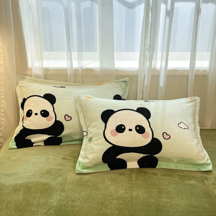 91家纺网 家纺一手货源 找家纺 川悦生活 2025新款高克重牛奶绒四件套-系列二 熊猫乐园