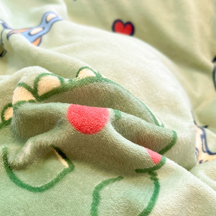 91家纺网 家纺一手货源 找家纺 川悦生活 2025新款高克重牛奶绒四件套-系列二 音乐恐龙