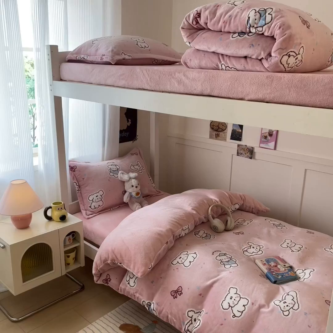 91家纺网 家纺一手货源 找家纺 （总）川悦生活 2025新款加厚保暖高克重牛奶绒宿舍三件套