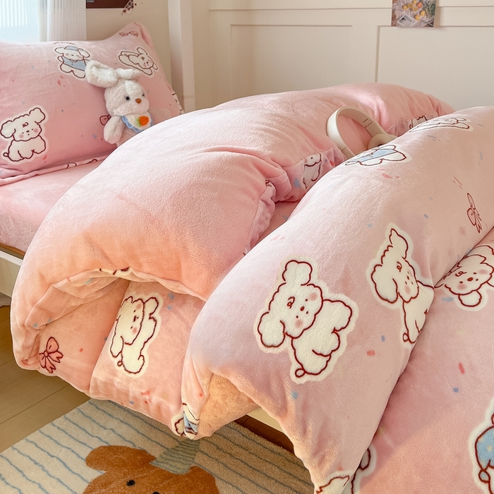 91家纺网 家纺一手货源 找家纺 （总）川悦生活 2024爆款13372纯棉全棉卡通小清新四件套学生宿舍三件套