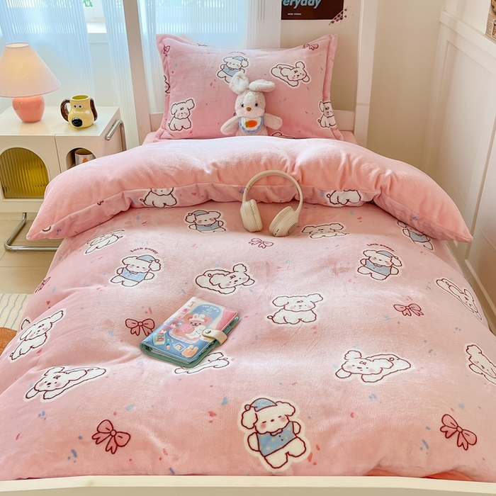 91家纺网 家纺一手货源 找家纺 （总）川悦生活 2025新款加厚保暖高克重牛奶绒宿舍三件套