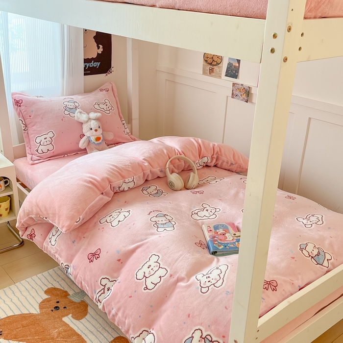 91家纺网 家纺一手货源 找家纺 （总）川悦生活 2025新款加厚保暖高克重牛奶绒宿舍三件套