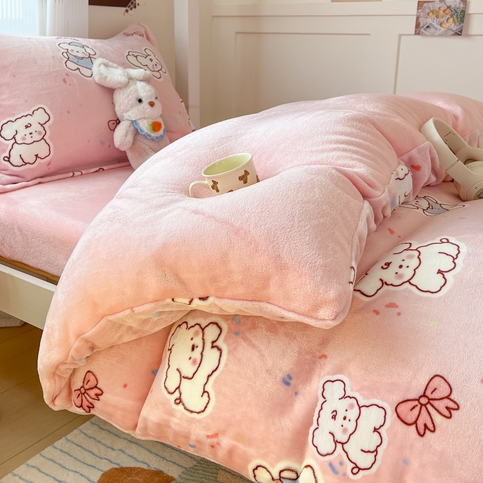 91家纺网 家纺一手货源 找家纺 （总）川悦生活 2025新款加厚保暖高克重牛奶绒宿舍三件套