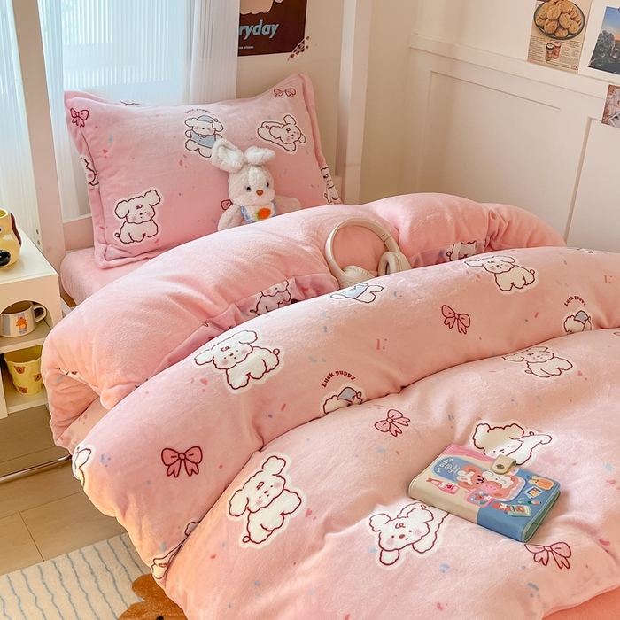 91家纺网 家纺一手货源 找家纺 （总）川悦生活 2025新款加厚保暖高克重牛奶绒宿舍三件套