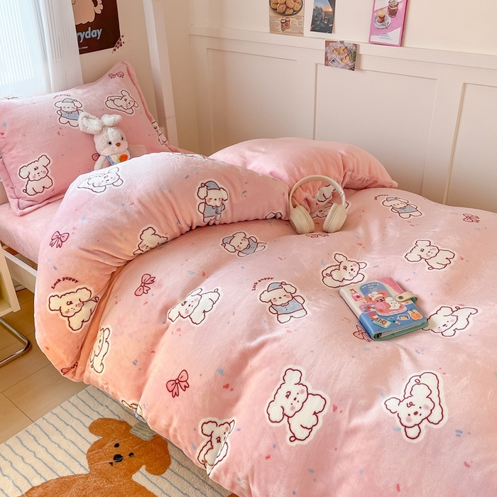 91家纺网 家纺一手货源 找家纺 （总）川悦生活 2025新款加厚保暖高克重牛奶绒宿舍三件套