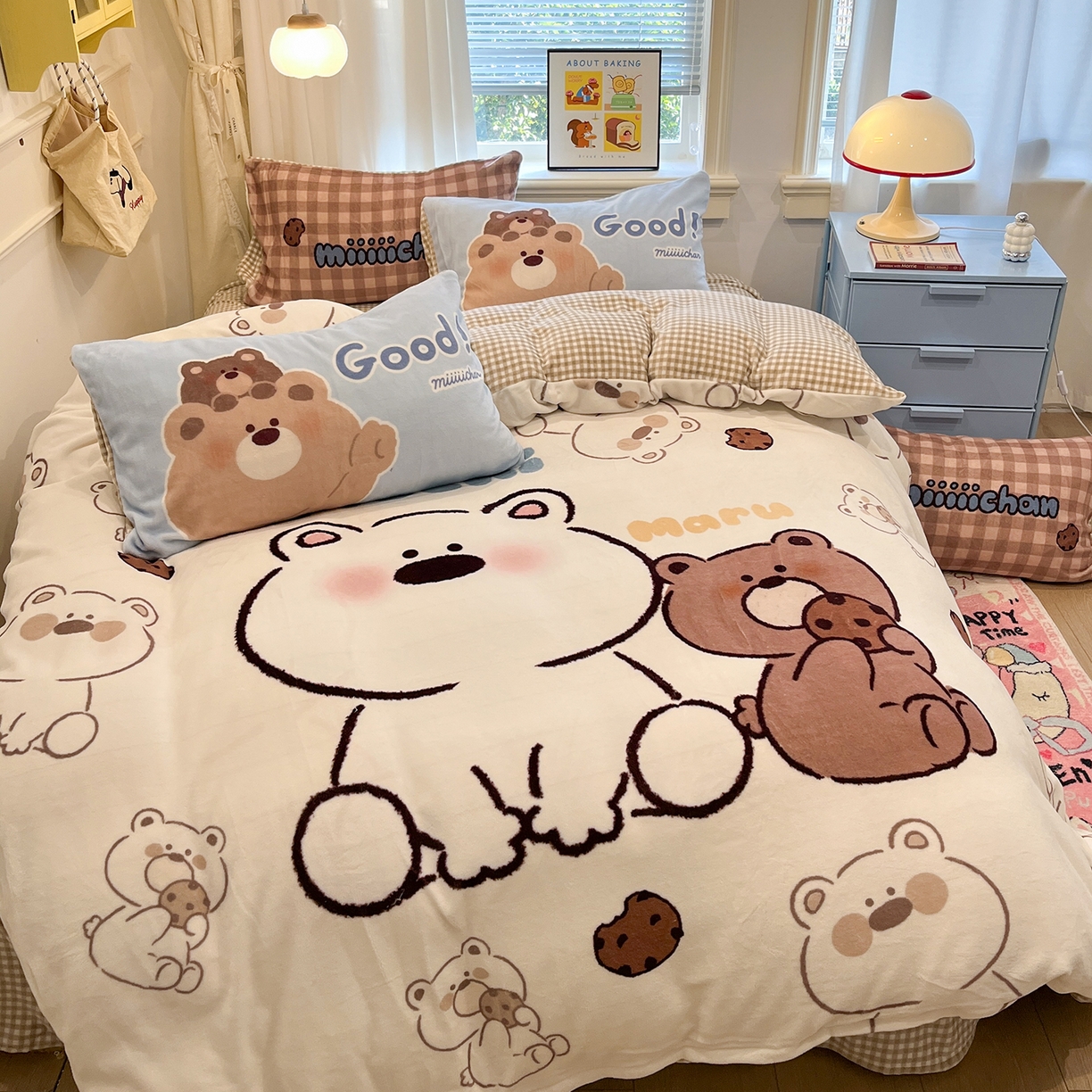 91家纺网 家纺一手货源 找家纺 （总）金爱家 2025新品A类正版授权miiiiichan咪酱大版卡通数码印花加厚牛奶绒系列四件套